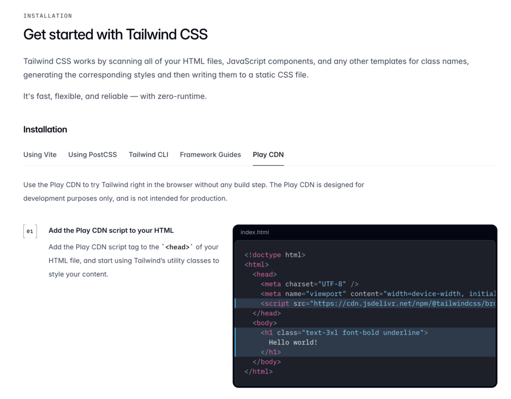 Tailwind CSS를 Vanilla HTML, CSS에서 함께 사용하는 방법 - 성공기록 Page To Success